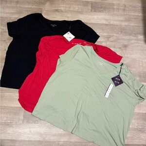 Ava & Viv Women's V-Neck Tees - Black, Red, Green